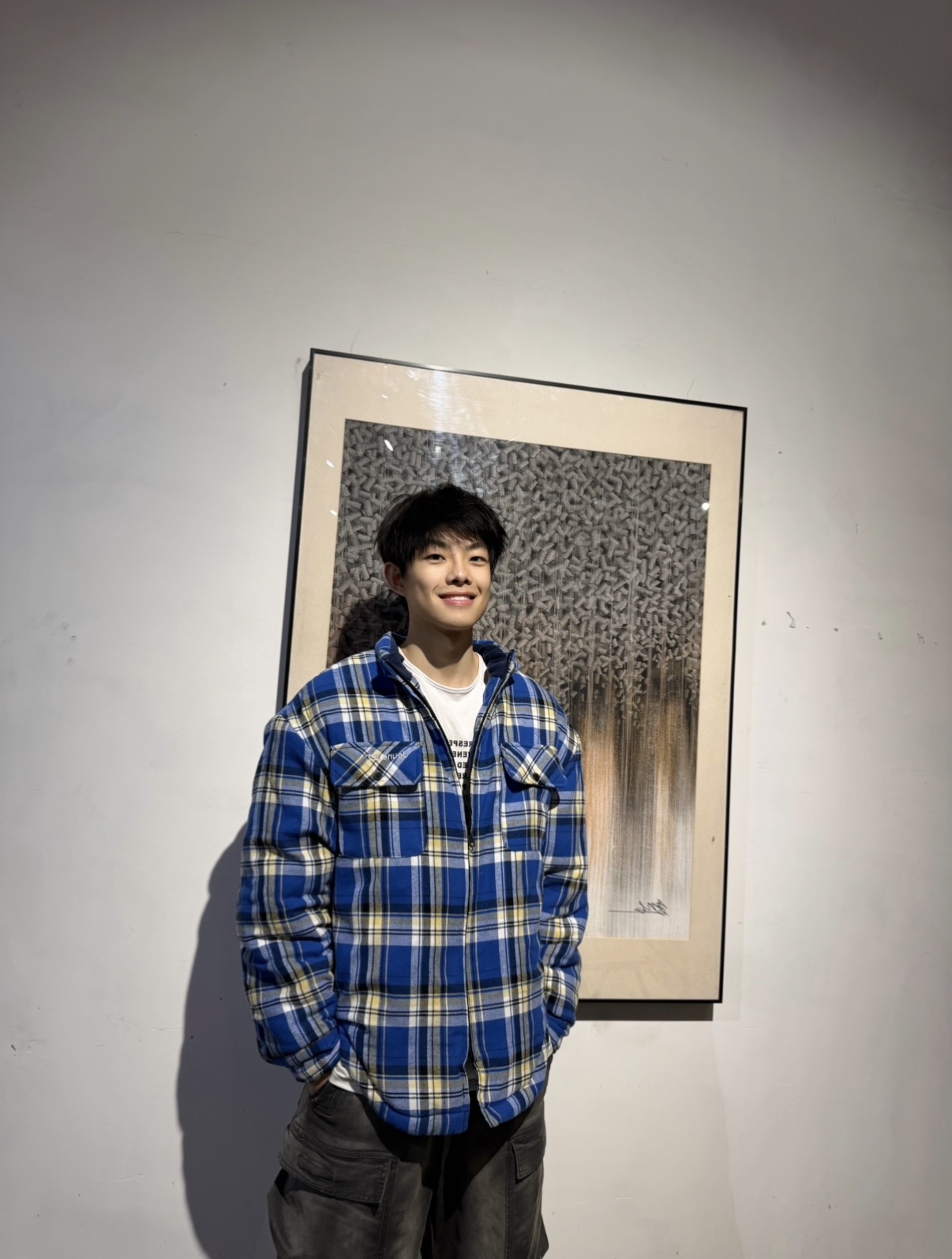 25ssvibe法文贴布印花廓形格子衬衫休闲拉链棉服夹克长袖外套格纹