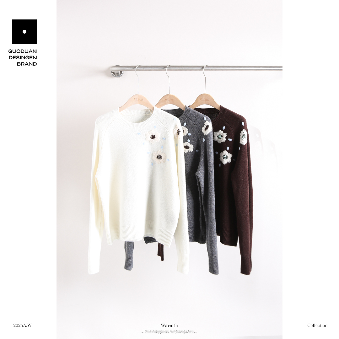果缎 秋冬时尚保暖花朵羊毛衫 MJJ14-0590