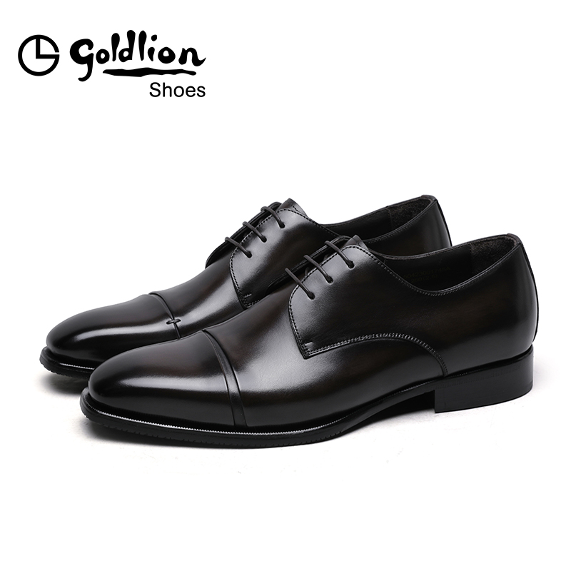 金利来男鞋新款商务正装皮鞋时尚三接头德比鞋圆头系带英伦风J