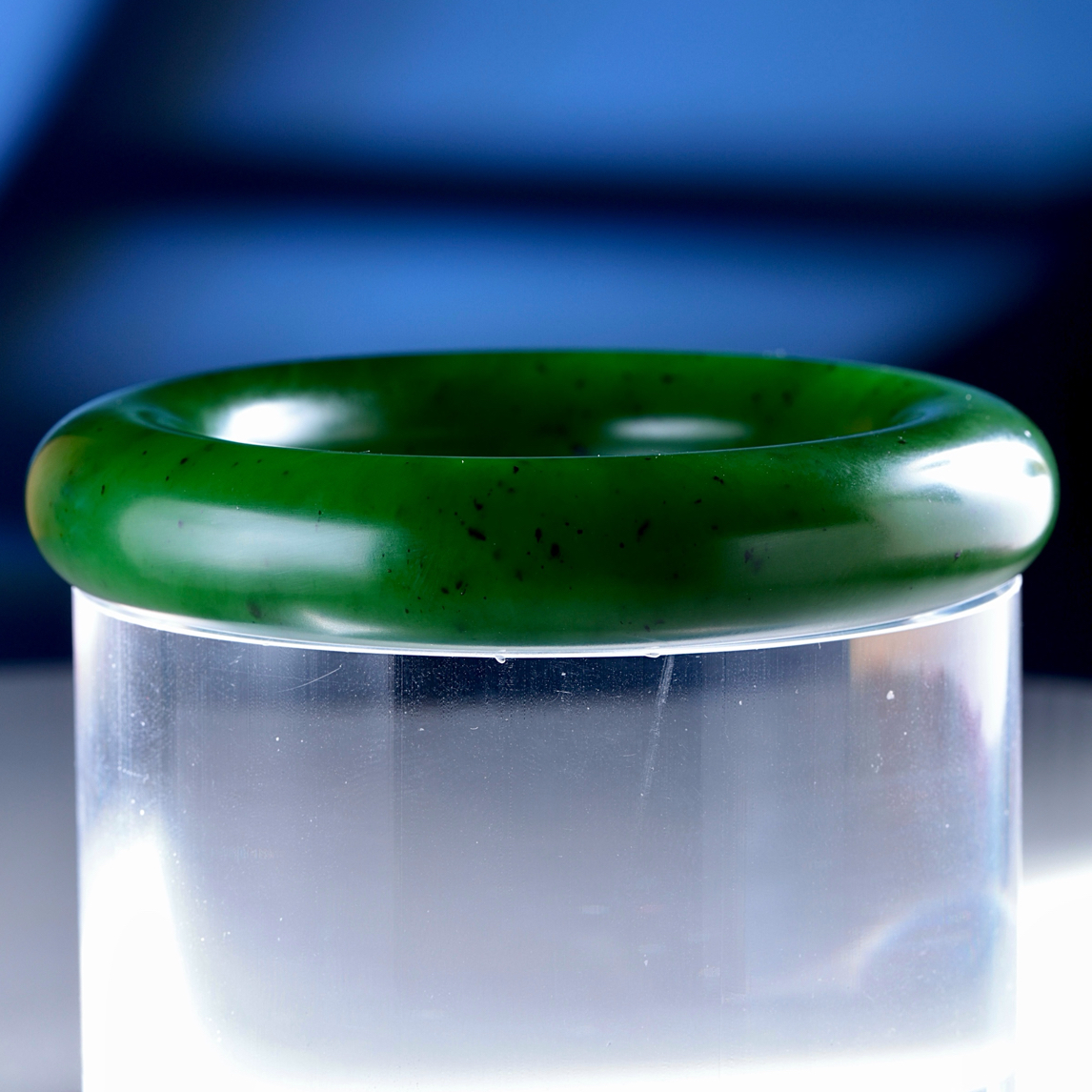 和田玉粗新疆料碧玉胖粗15mm圆条手镯内径55mm