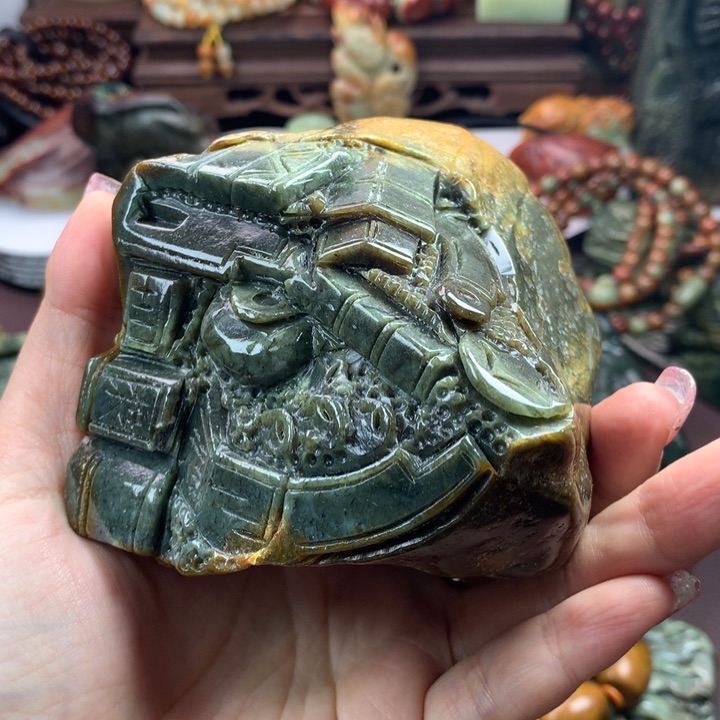 岫岩河磨玉（透闪石质玉）手把未镶嵌