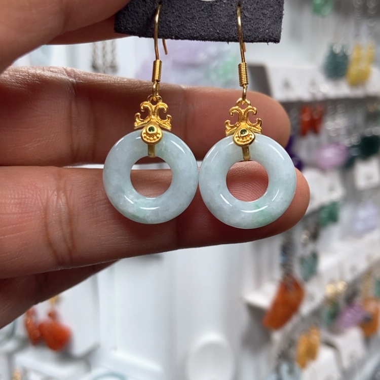 【闪购商品】翡翠耳饰银S925镶嵌耳饰