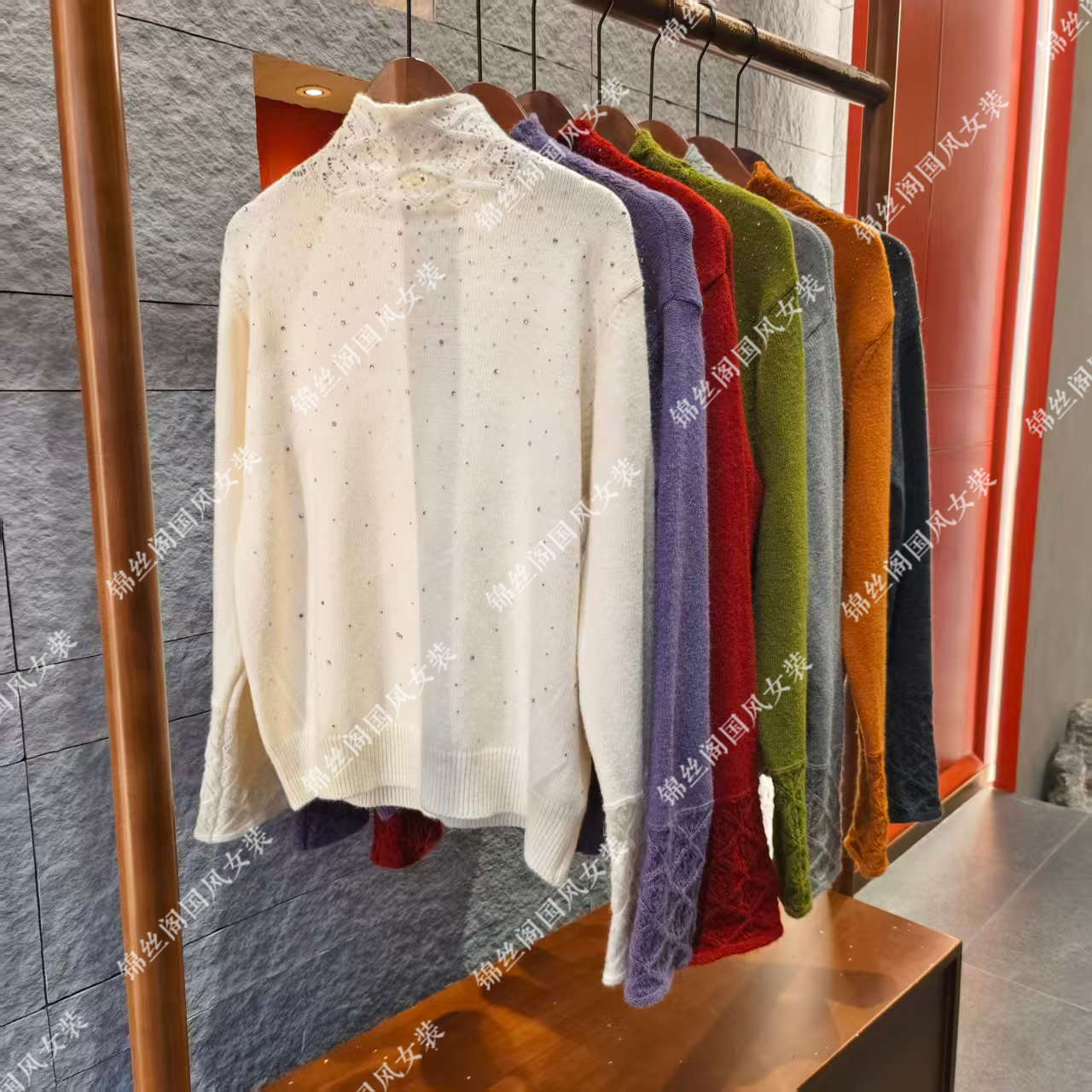 【予茉】冬季2025新款新中式打底上衣女高级织花款