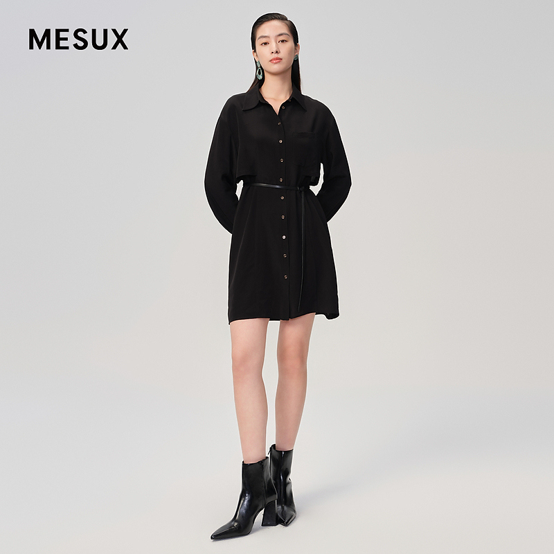 MESUX米岫复式衬衫连衣裙（腰带）