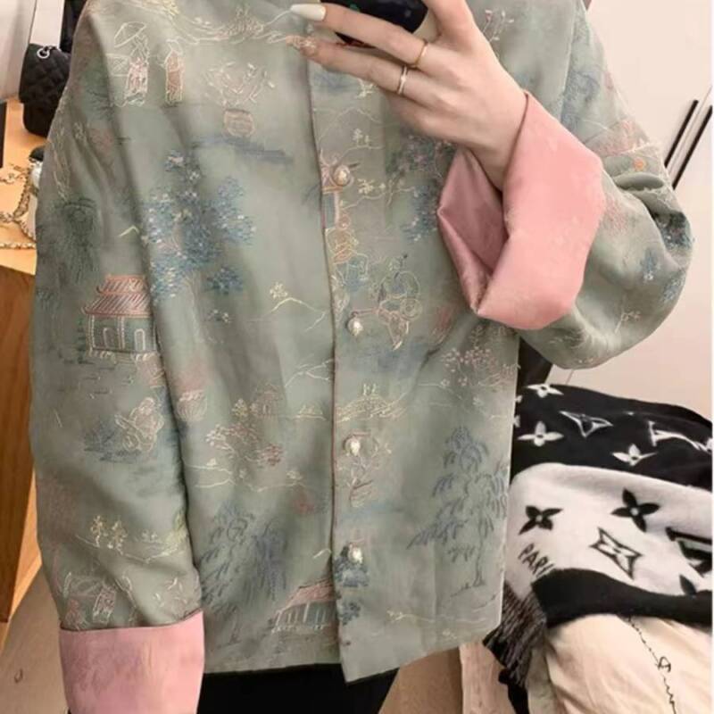 莉莉-2025春季新款中式宽松外套绣花上衣女2025A7778