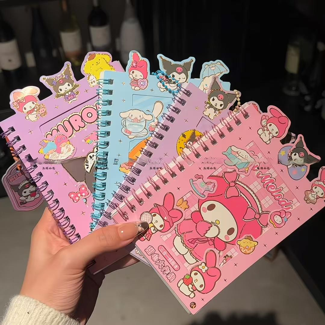 三丽鸥贴纸卡通库洛米美乐蒂咕卡本可爱女孩加厚卡通手账本