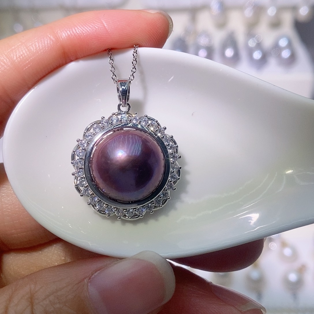 淡水珍珠吊坠(赠链)合金尺寸11/12毫米