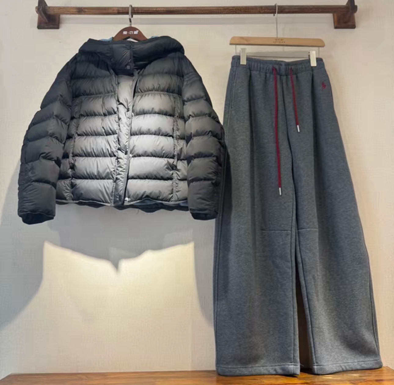 ［爱衣橱女装］冬季加绒高腰抽绳弯刀阔腿显瘦百搭女裤休闲设计师