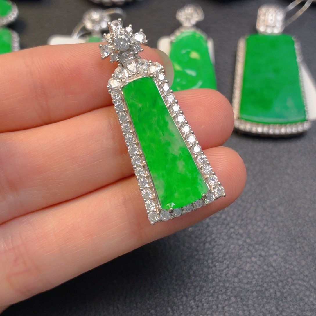 翡翠银S925镶嵌吊坠(不含链)