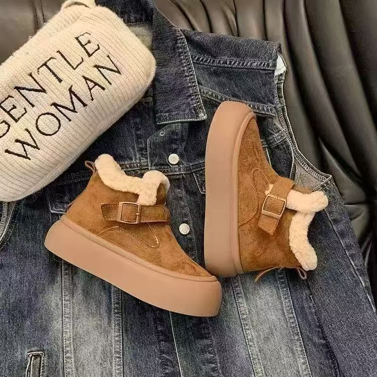 厚底雪地短靴子女冬季加绒加厚保暖2025新款勃肯鞋雪地棉鞋子外穿