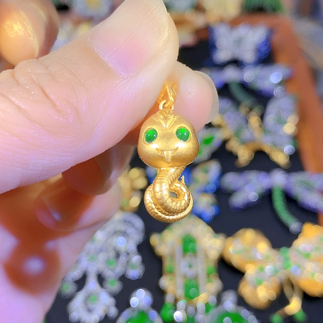 吊坠(不含链)银S925镶嵌翡翠