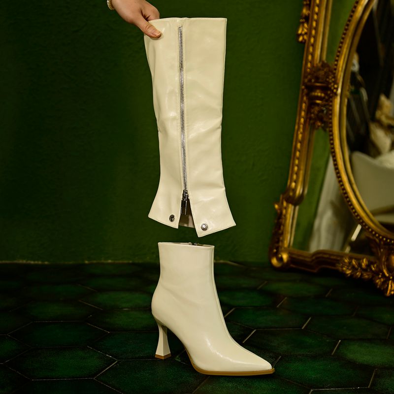 【DUOSI】8公分一鞋两穿长靴粗跟尖头时装靴秋冬长筒靴可拆卸191-80