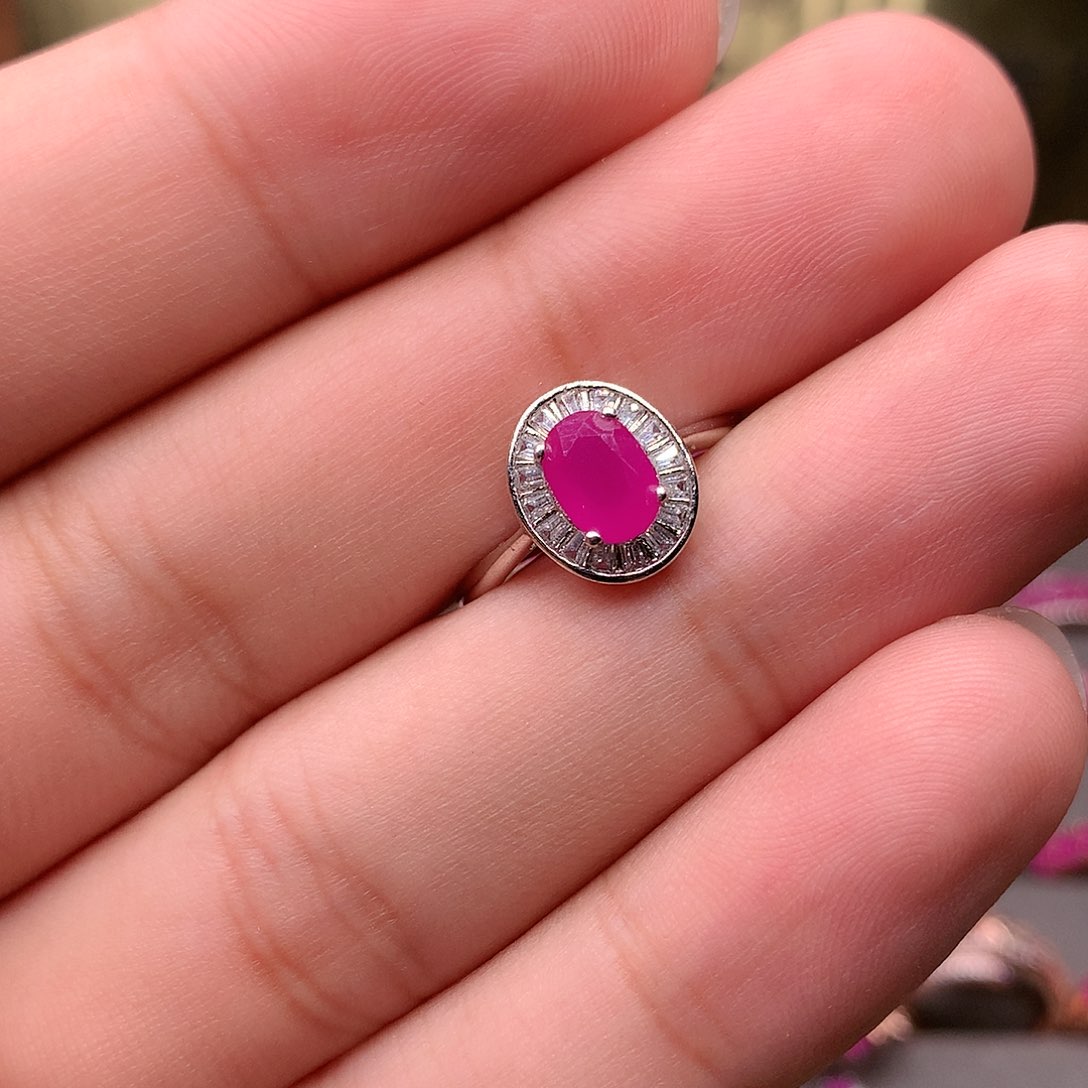 红宝石戒指银S925镶嵌