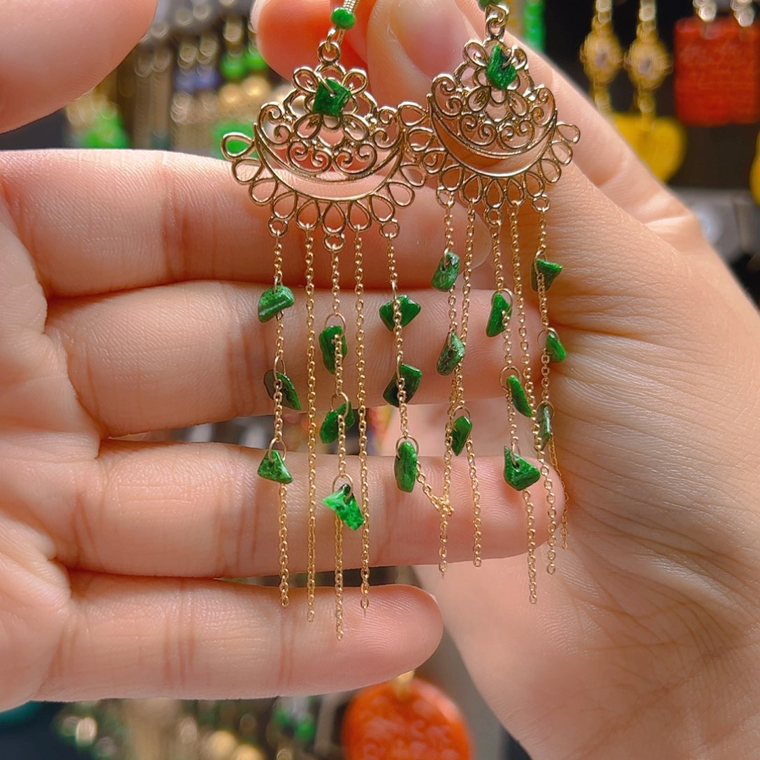 合金翡翠耳坠翡翠