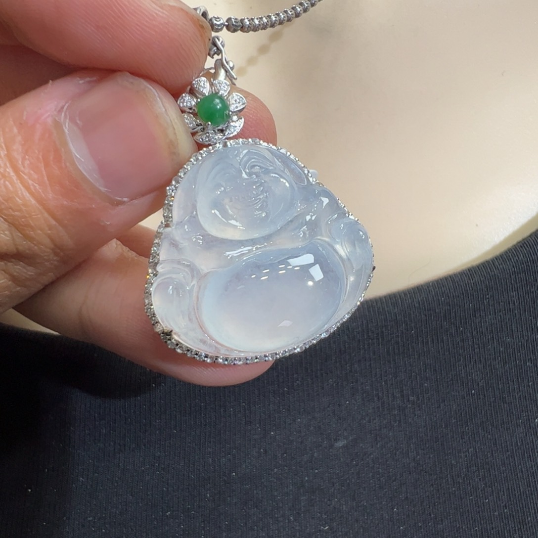 翡翠吊坠(不含链)18K金镶嵌