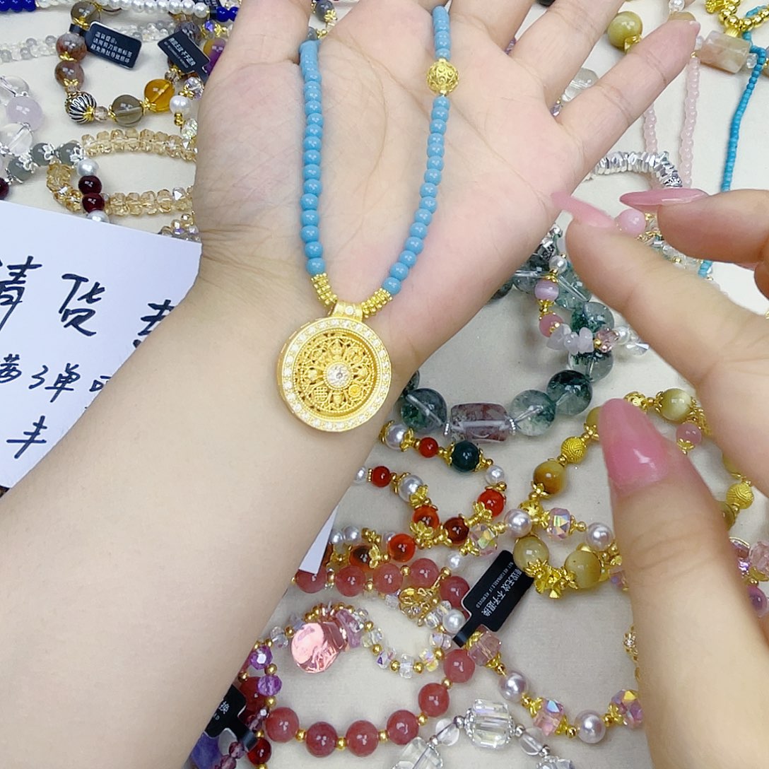 手饰针钠钙石银S925镀金镶嵌