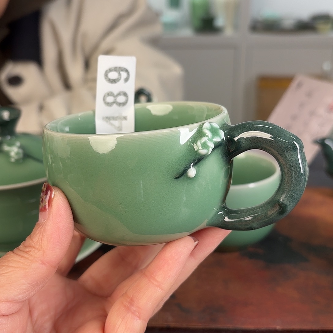 听***雨龙泉云间青瓷小米茶器