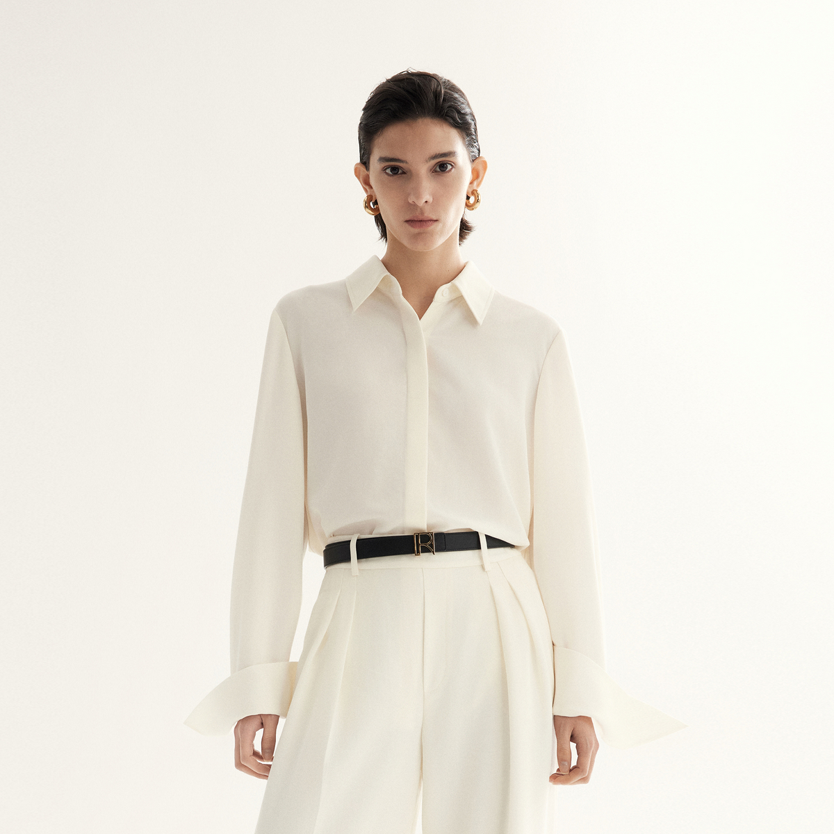 TORIL  醋酸气质羊毛简约直身衬衫女休闲百搭 TGD2FSW028