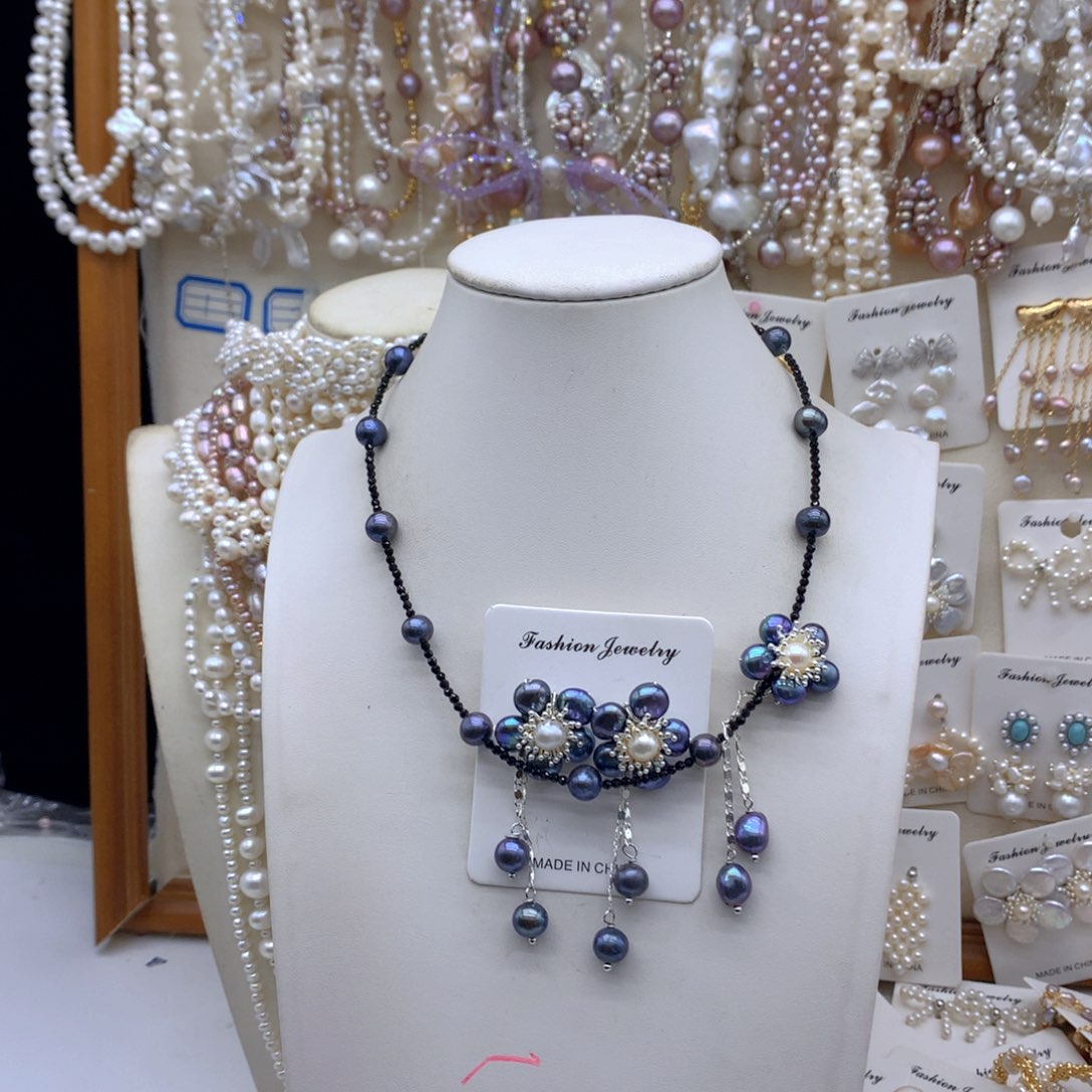 沐***行合金淡水珍珠项链耳饰