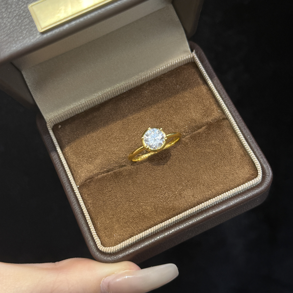 足金9996D泡泡戒指送女生圣诞礼物