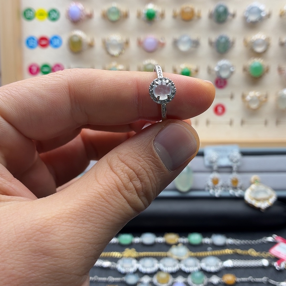 翡翠银S925镶嵌戒指