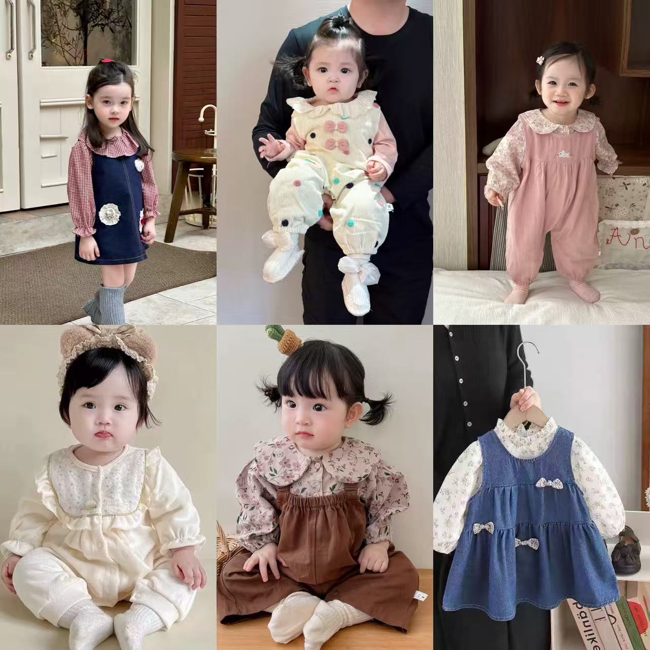 T001-T100春秋款新款婴幼儿加绒哈衣连体衣公主裙组合