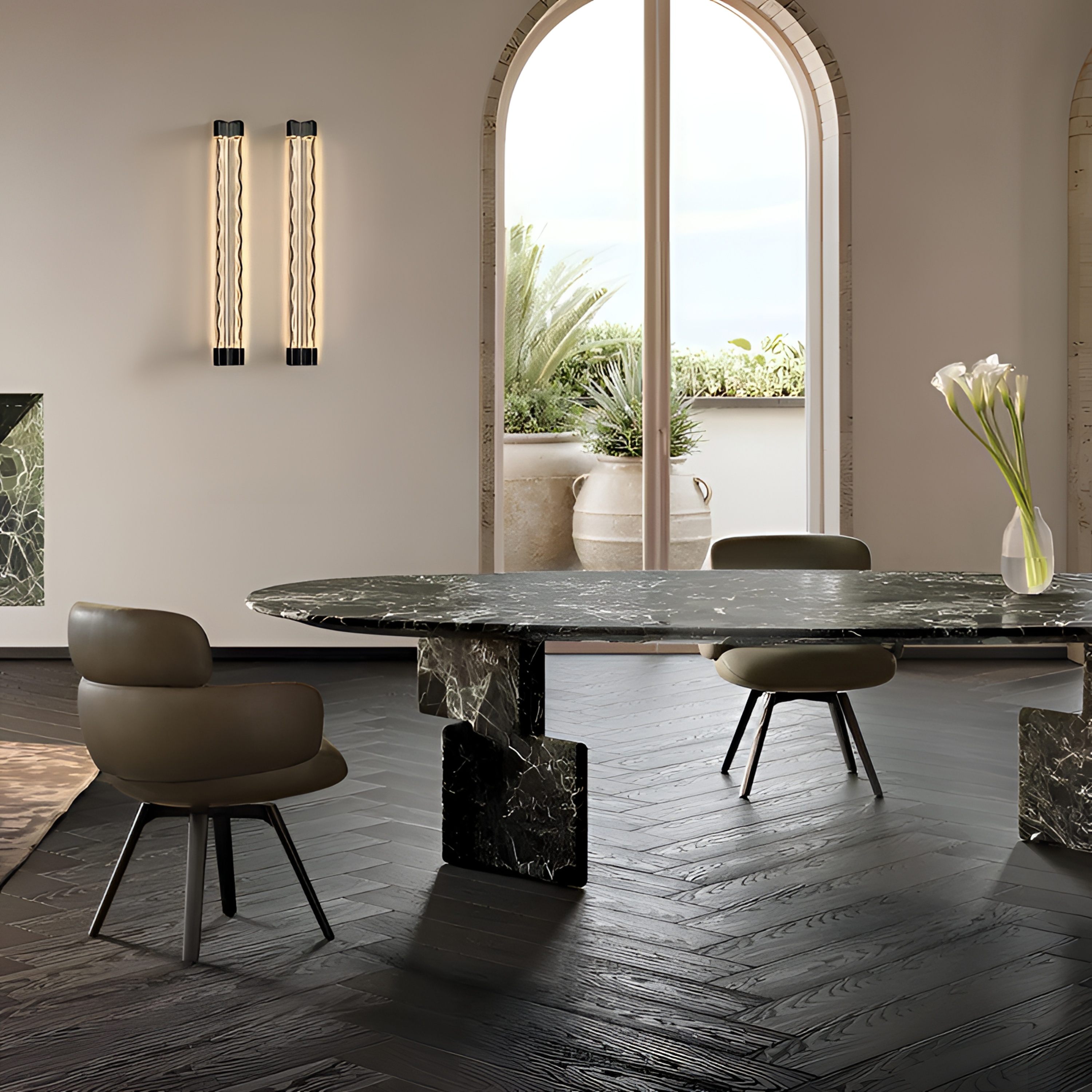 Minotti 意式极简旋转餐椅薇薇安别墅酒店高档椅休闲洽谈椅熊猫椅