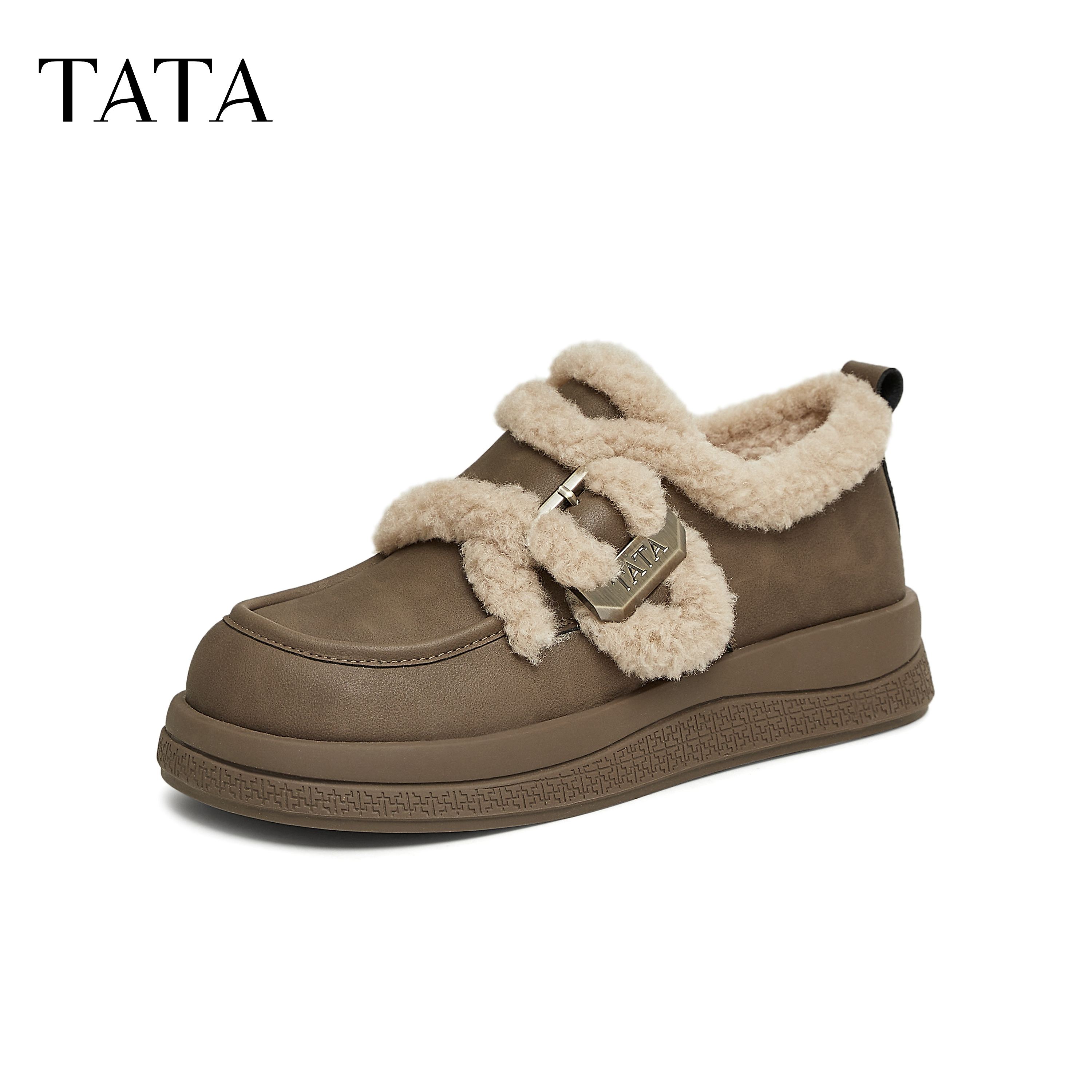 【琥珀流光】TATA他她2025冬新款商场同款时尚休闲毛毛单鞋YPF01DM5
