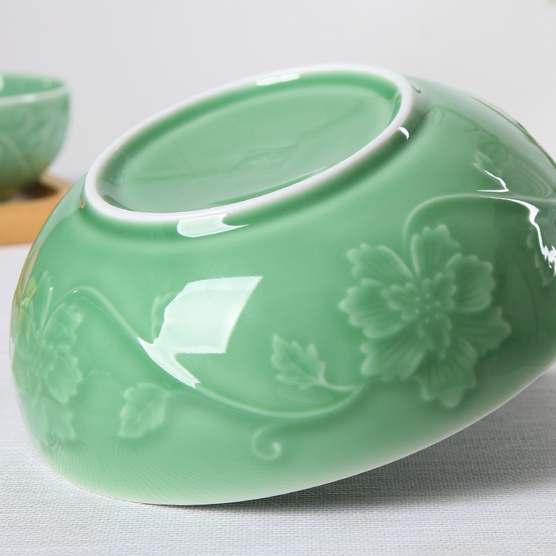 青瓷缠枝汤碗家用陶瓷汤盆8英寸复古中式汤碗面碗菜碗高颜值餐具