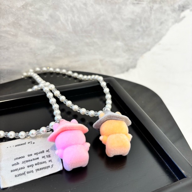 铜合金仿珍珠项链 带帽拉家毛衣链XL3311（颜色随机发）