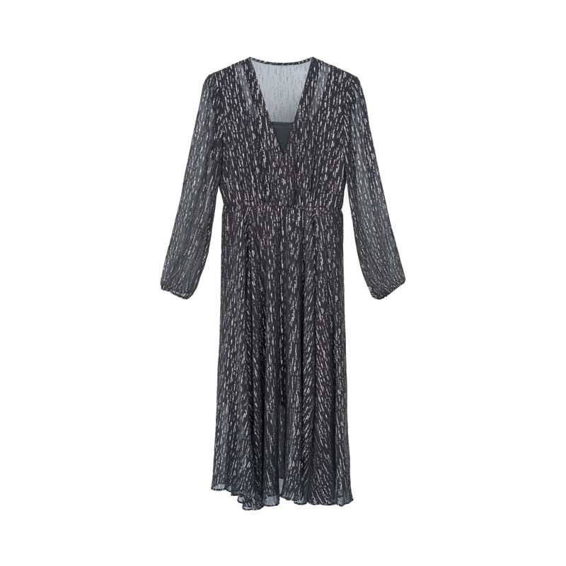 【品牌折扣】春季连衣裙黑色长裙蕾丝显瘦轻奢法式AF0143361265AB