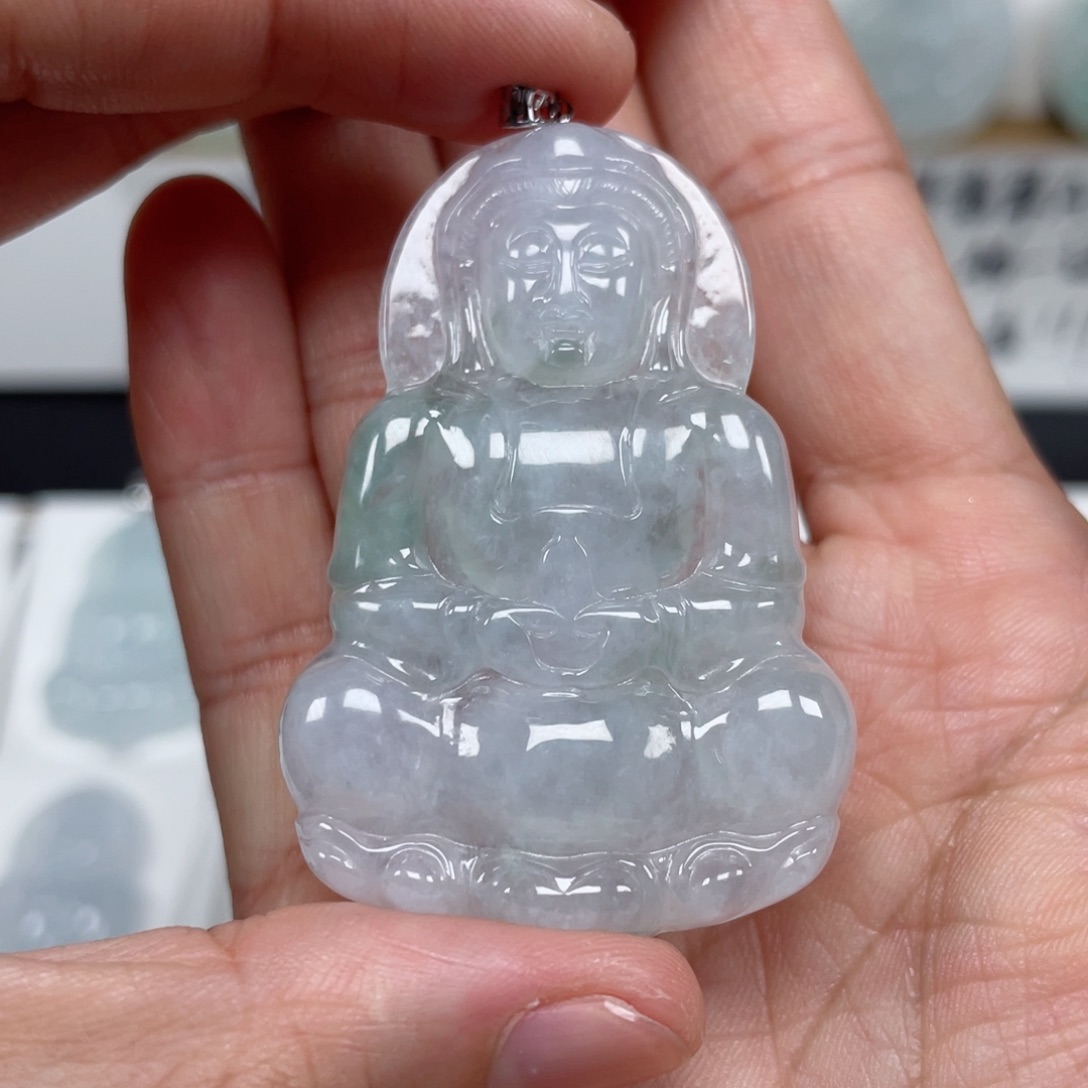 翡翠颈饰未镶嵌天然缅甸翡翠A货观音22号