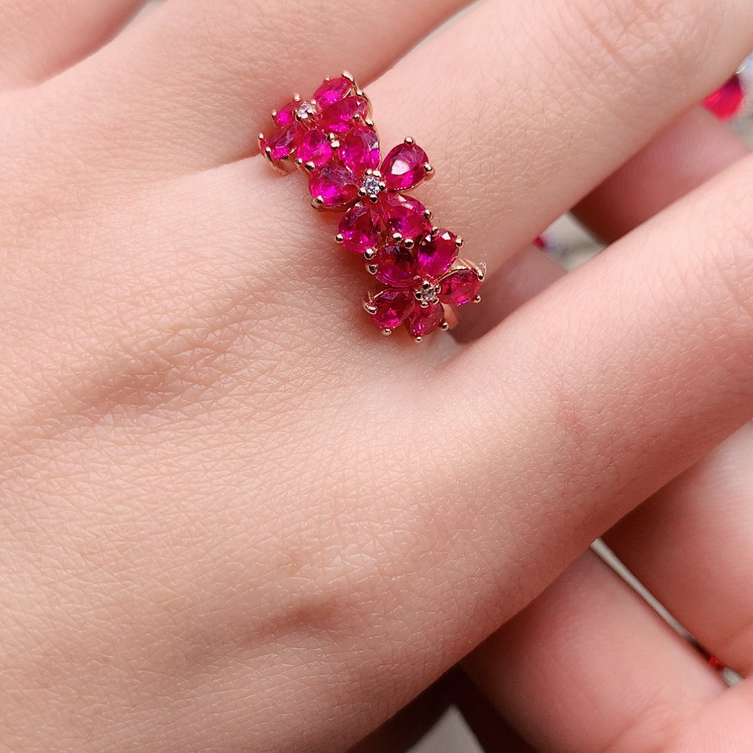 银S925镶嵌戒指红宝石