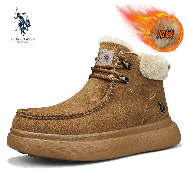 U.S. POLO ASSN 美式休闲风加绒男靴厚底加绒雪地靴暖脚UJ615621