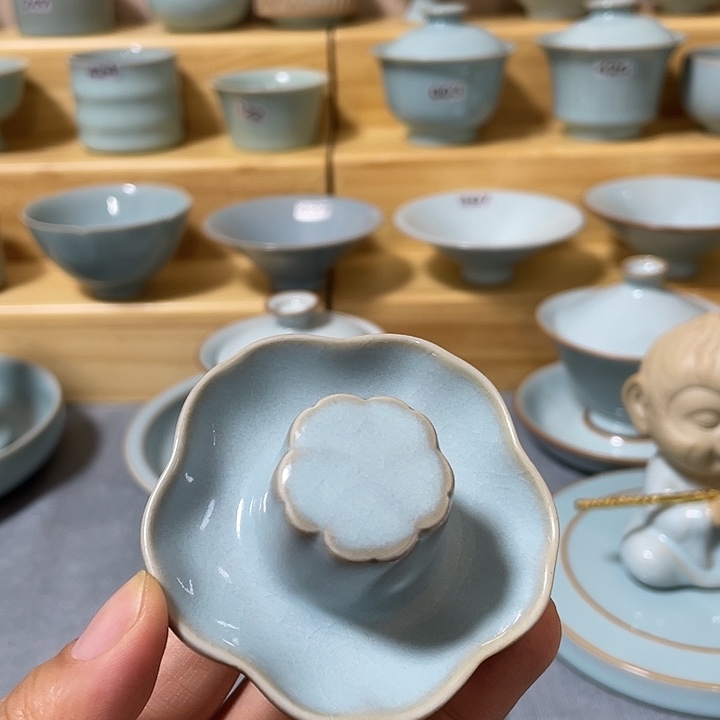 陶瓷杯子微瑕天青盖置