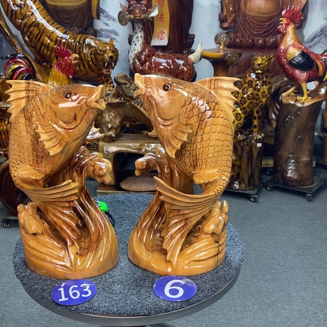 香榧木根雕摆件工艺品鱼