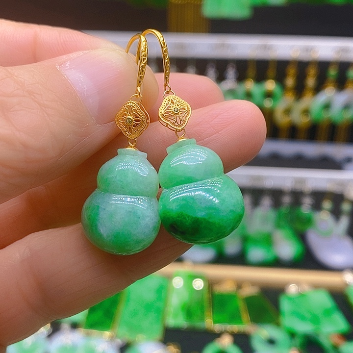 翡翠耳饰18K金镶嵌耳坠