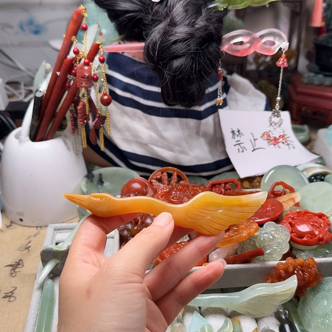 蛇纹石玉合金发饰