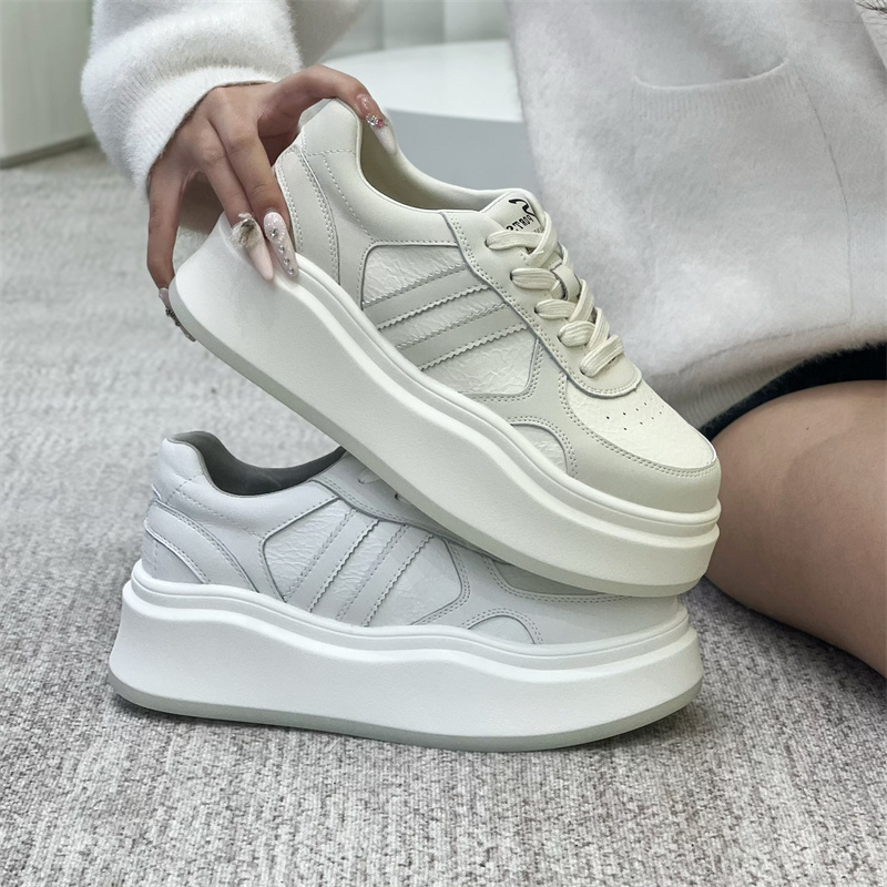 首谷爆款厚底增高时尚休闲小白鞋女款真皮小个子显脚小轻便耐磨潮