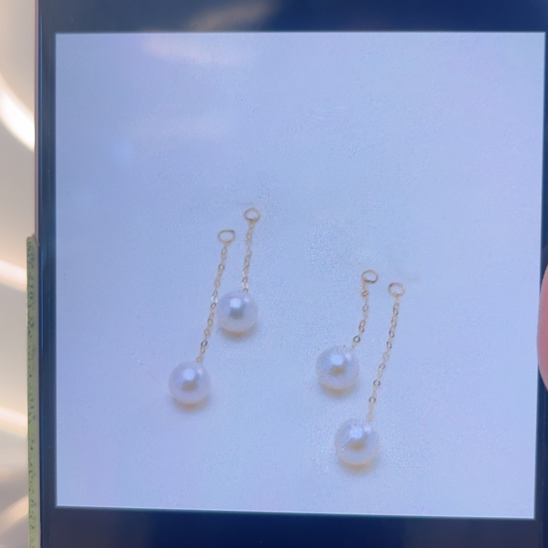 耳饰18K金镶嵌淡水珍珠