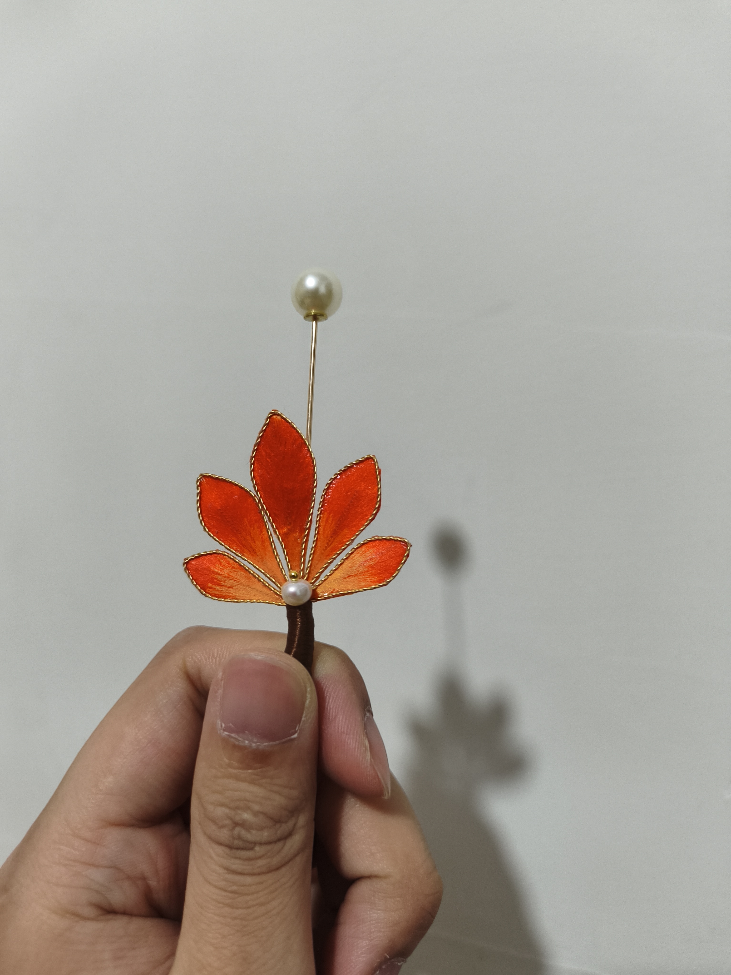 非金属木质胸针 枫叶非遗绒花发夹胸针