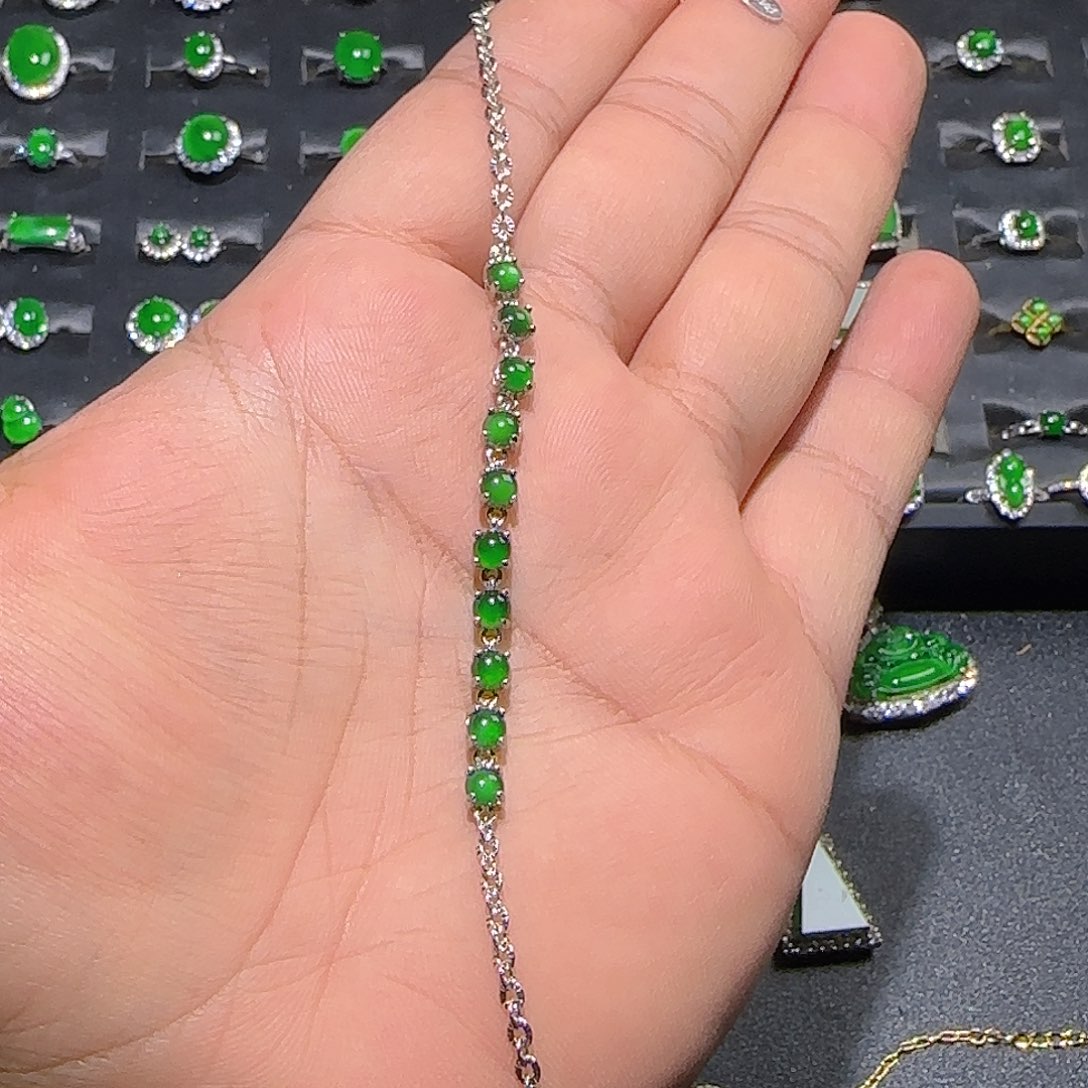 翡翠银S925镶嵌手链