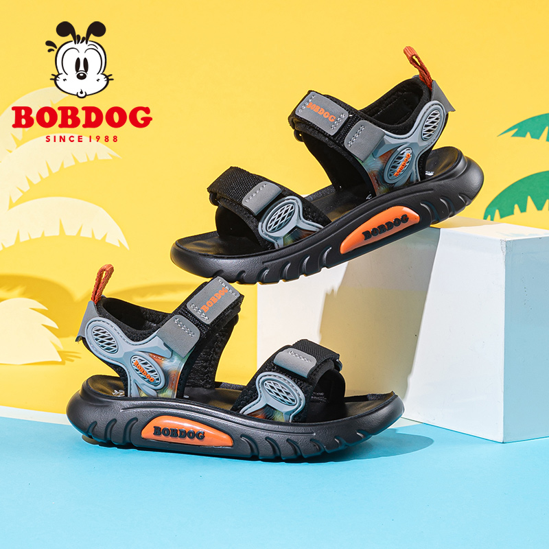 Bobdog/巴布豆童鞋男童运动凉鞋男孩透气露趾沙滩鞋儿童夏季鞋子