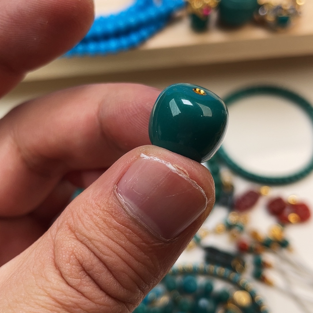 绿松石18K金镶嵌老型地狱色卡14✖️13