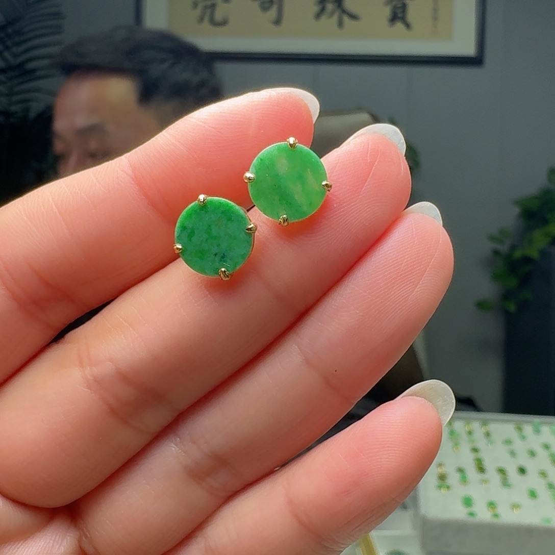 翡翠银S925镶嵌耳饰多样性发货其一