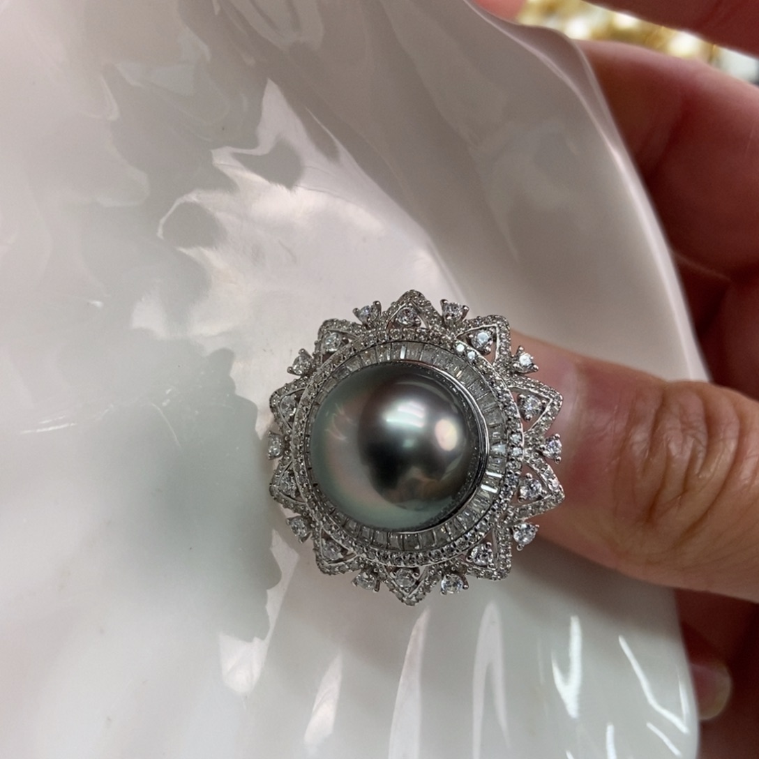 海水珍珠戒指银S925镶嵌