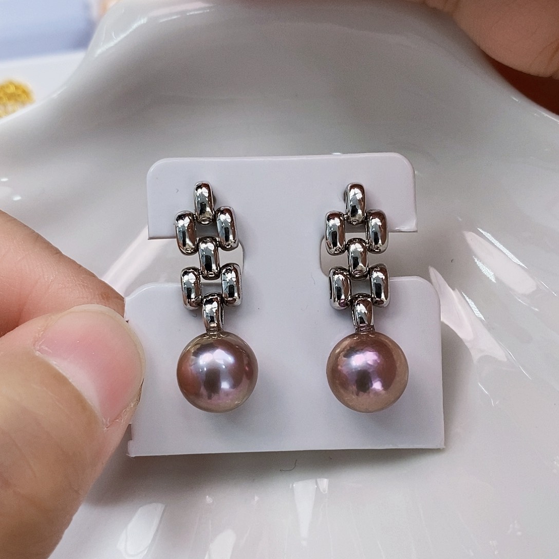 银S925镶嵌特价耳饰淡水珍珠