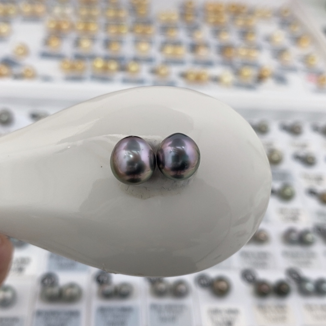 海水珍珠未镶嵌颈饰8-9mm 大溪地 灰紫色15