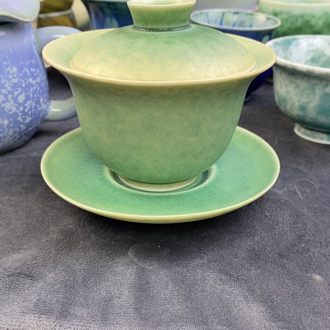 猫***记景德镇高温颜色釉盖碗