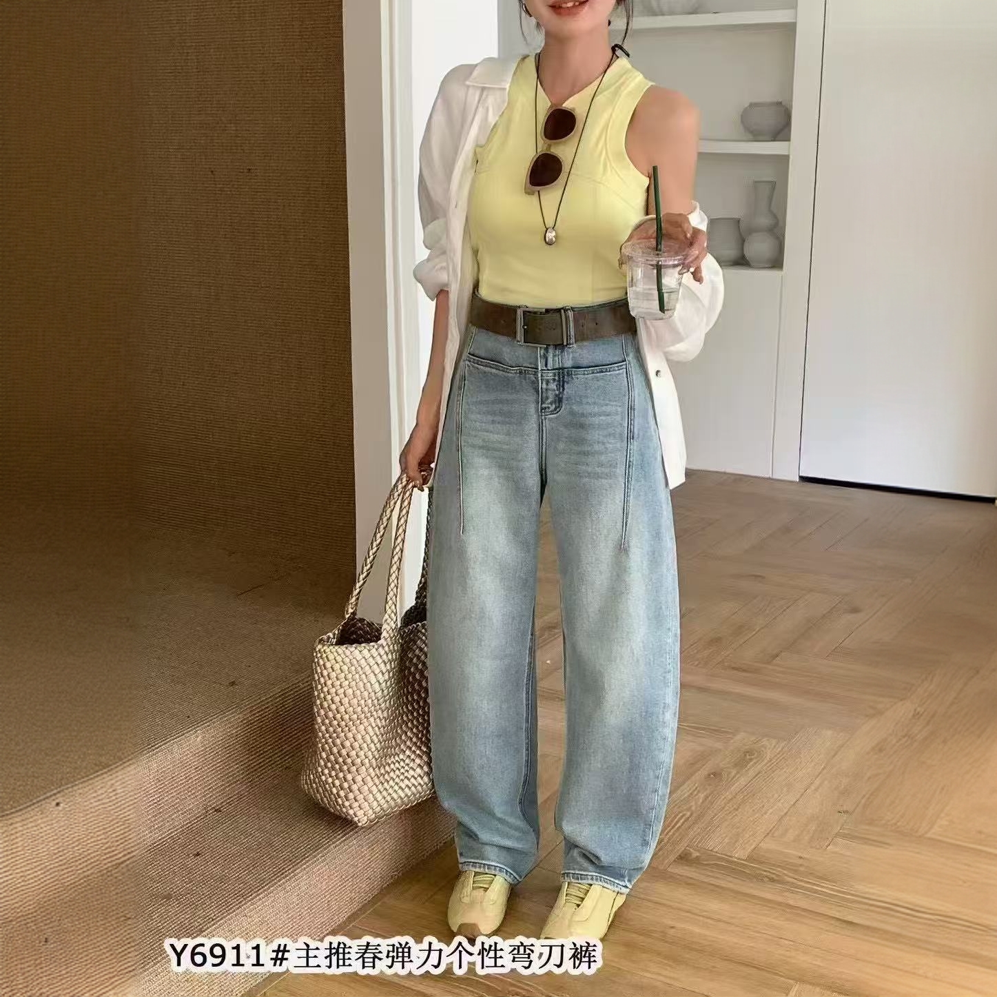 【宝贝家】6911依云裳牛仔弯刀裤春夏款